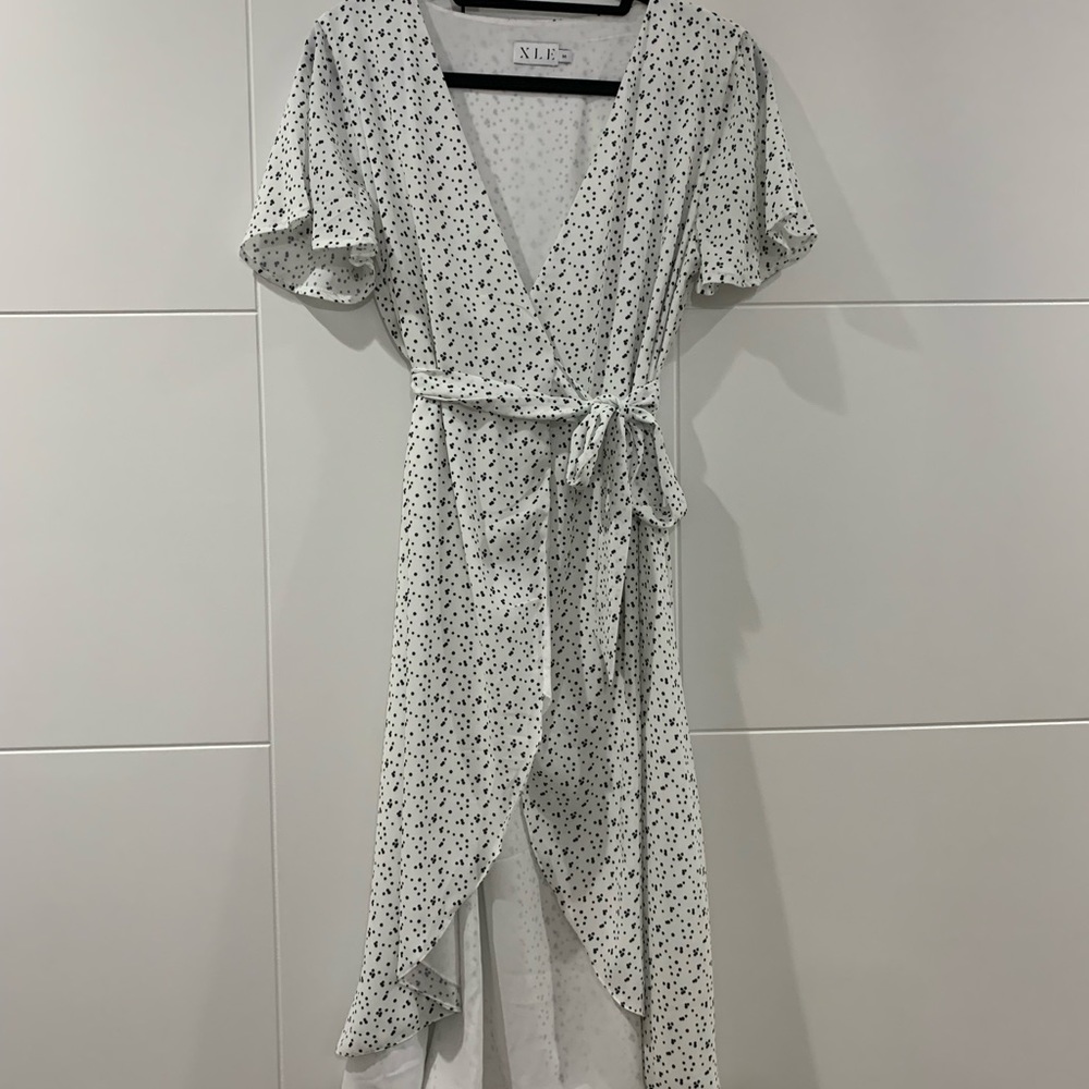Polka dot XLE wrap dress